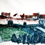 Aquarelle du Château de Saint Côme de Luzarches par A. Hahn